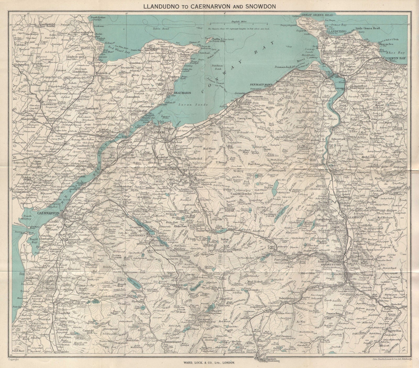 NW WALES. Llandudno Caernarvon Snowdonia Anglesey Bangor. WARD LOCK 1951 map